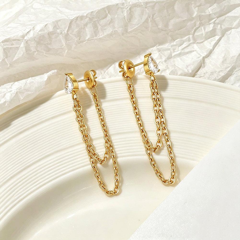 Gold Double Layer Dangle Earrings