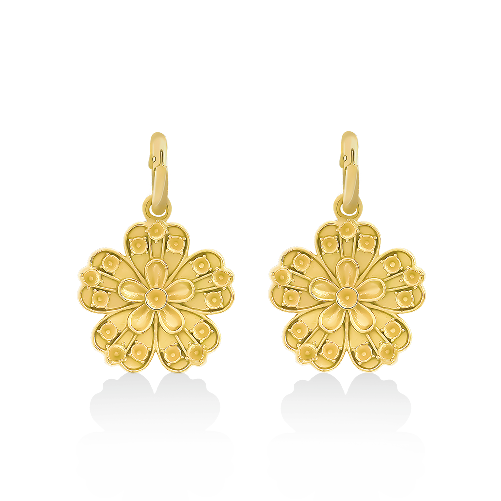 Gold Floral Drop Earrings