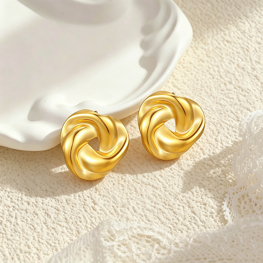 Gold Flower Earrings Lifestyle Shot