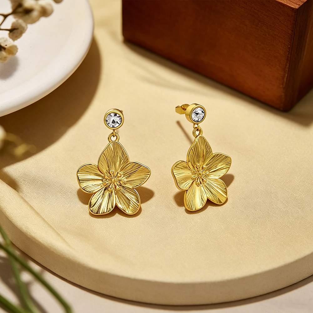 Gold Plated Flower Earrings
