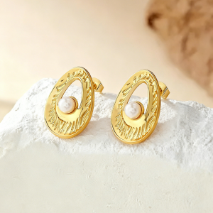 Gold-Plated Pearl Drop Earrings for Women – Handcrafted Tassel Design with Irregular Oval Pearl