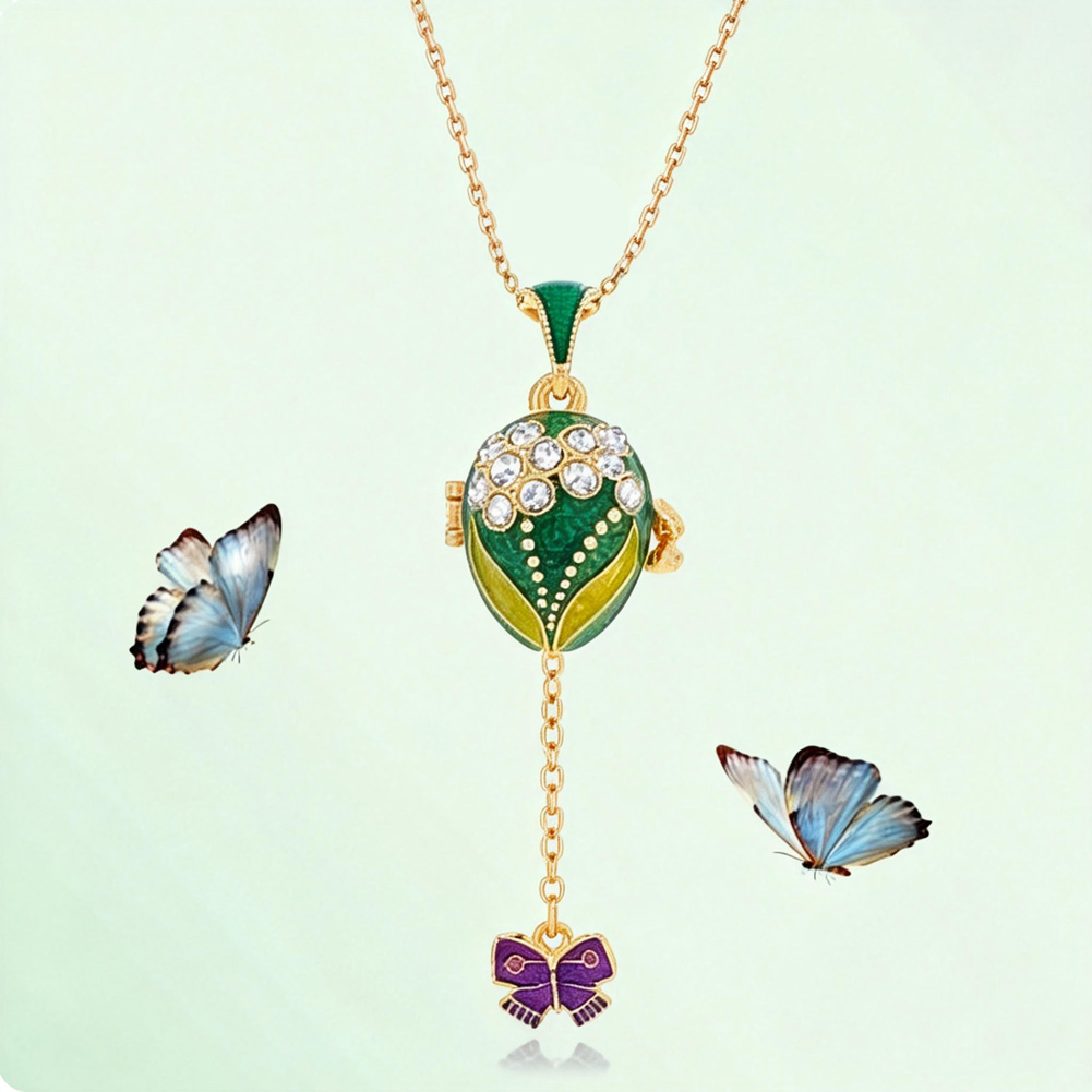 Green Egg Pendant With Diamond Patterns