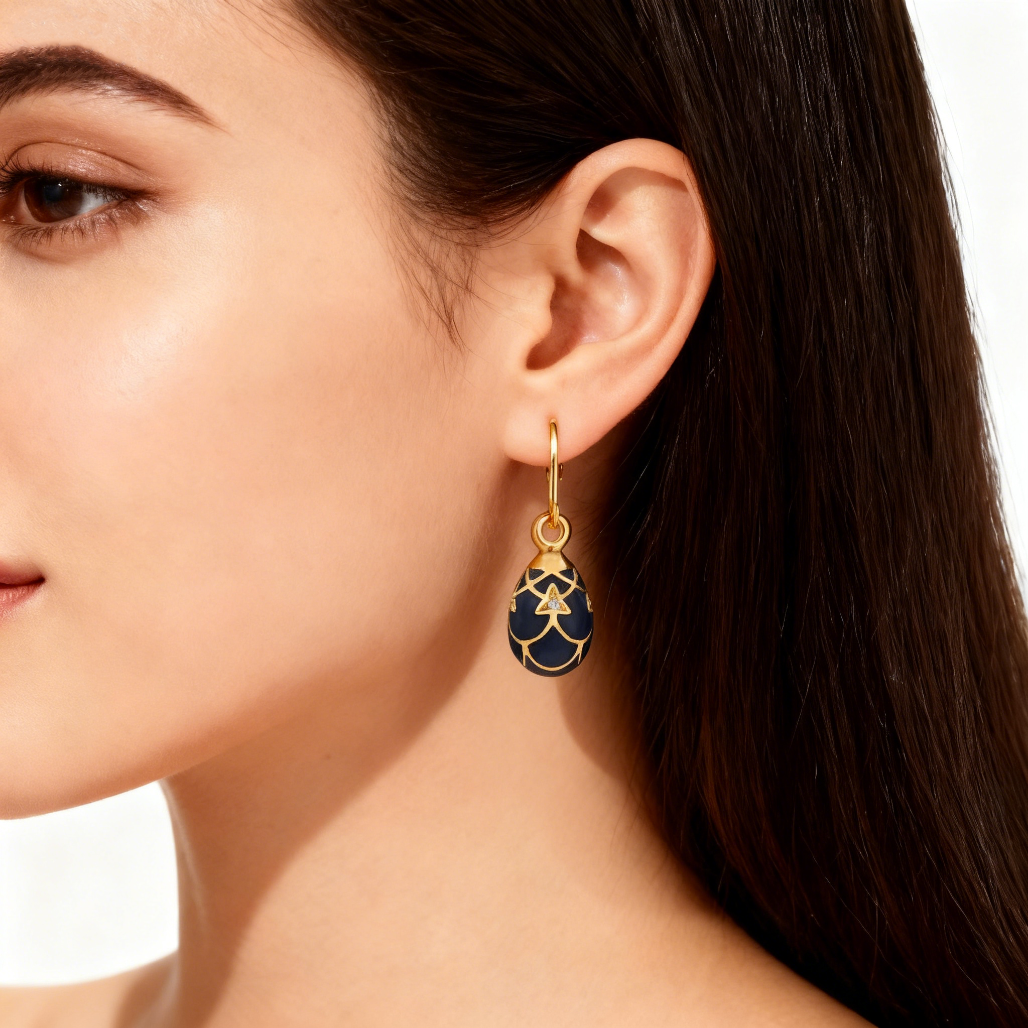 Handcrafted  Diamond Egg Earrings