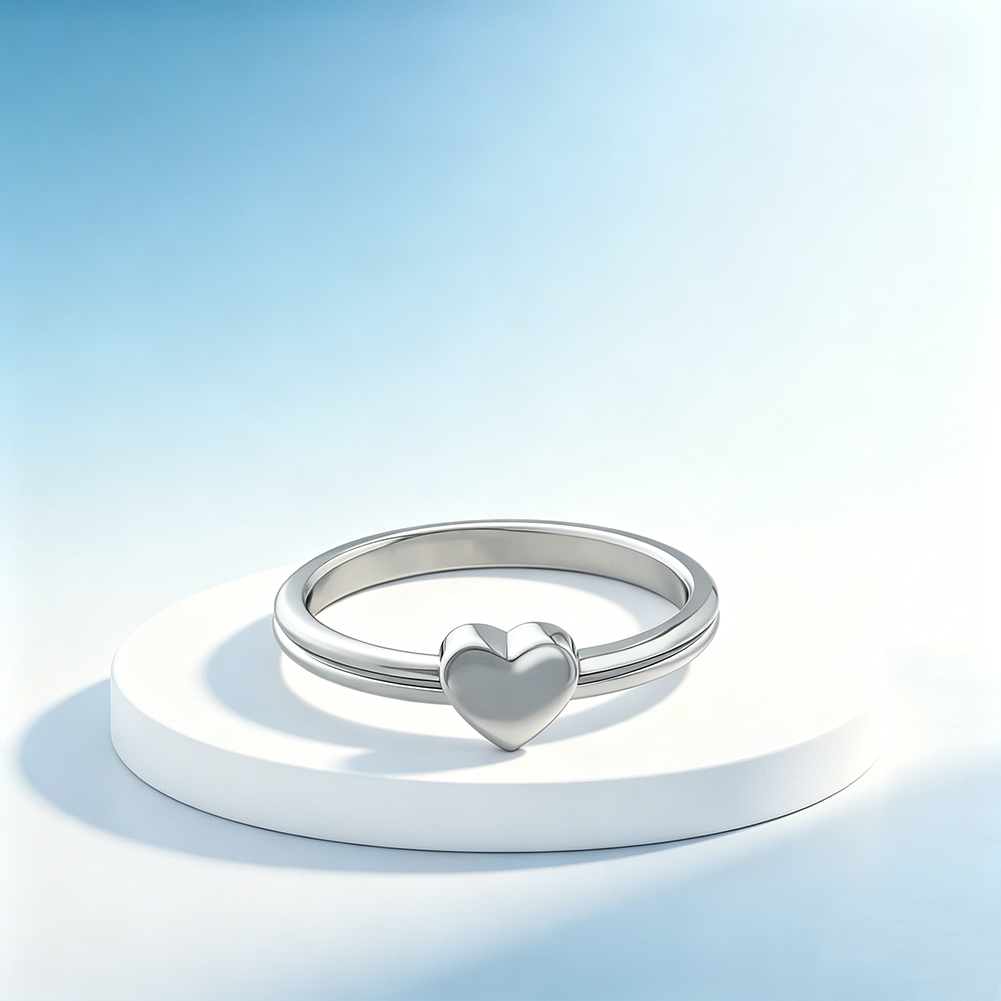 Heart-Shaped Stainless Steel Ring