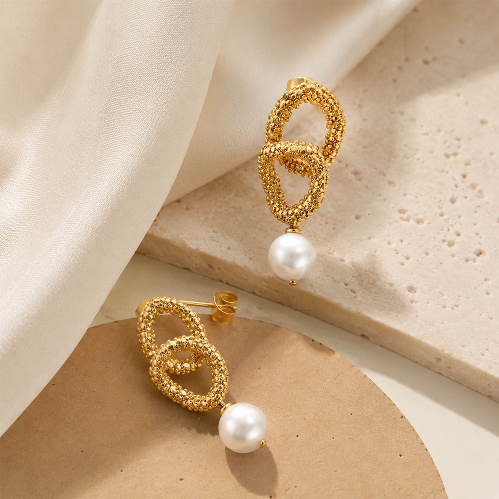 Irregular pearl pendant stud earrings