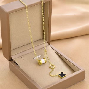 Lucky Charm Golden Four Leaf Clover Necklace with Y-Shaped design Perfect for Anniversary
