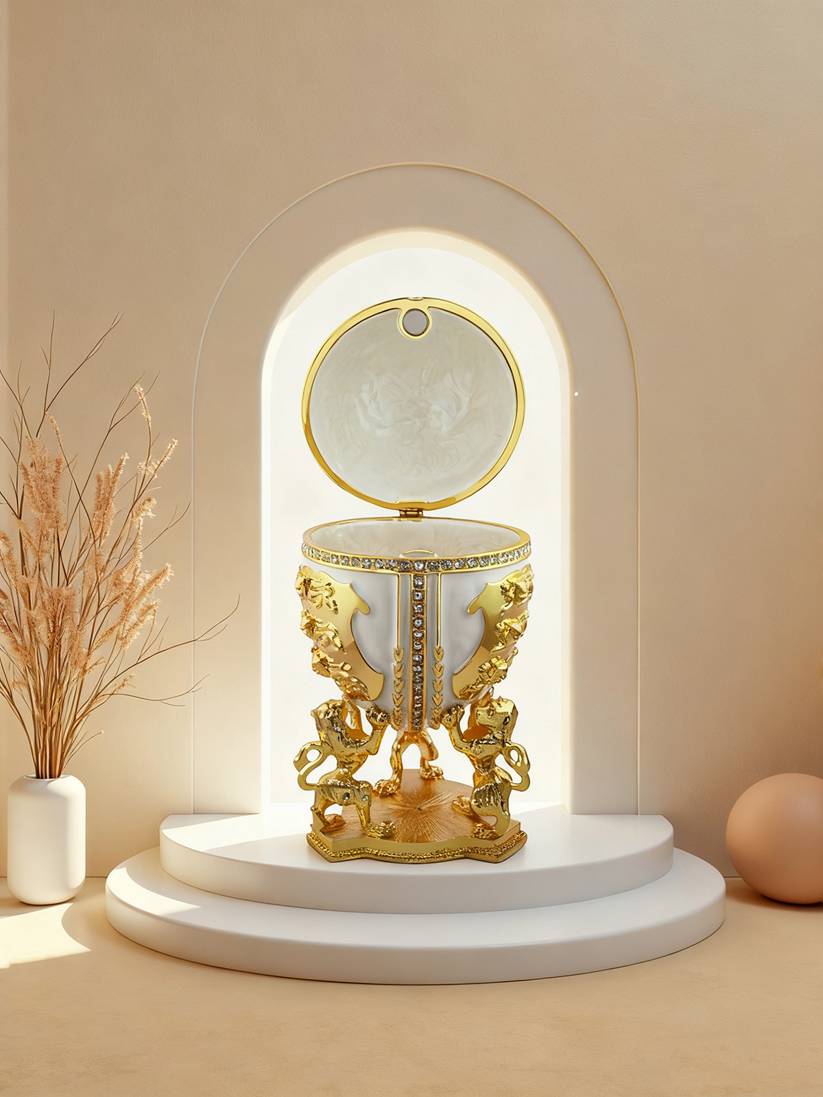 Luxury Faberge Egg Jewelry Box Handmade Easter Egg Design Gift for Women1
