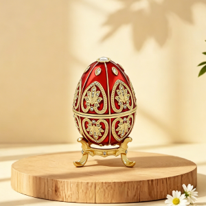 Luxury Red Enamel Egg Jewelry Box