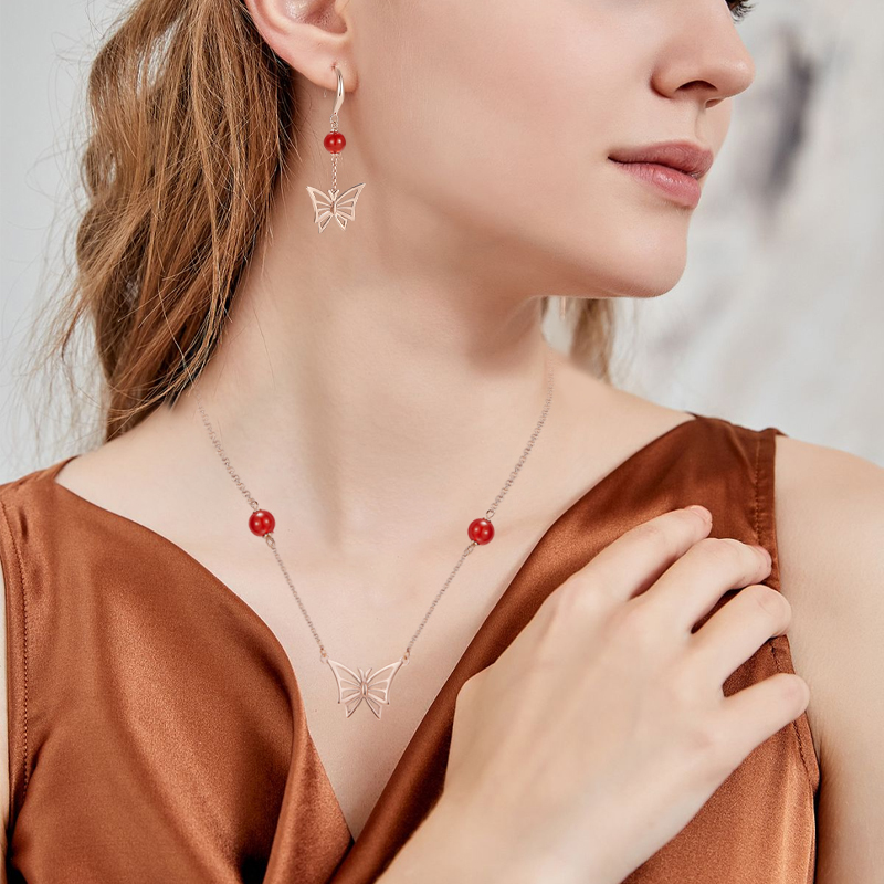Mixed style holiday gift with rose gold bow pattern jewelry set (2)