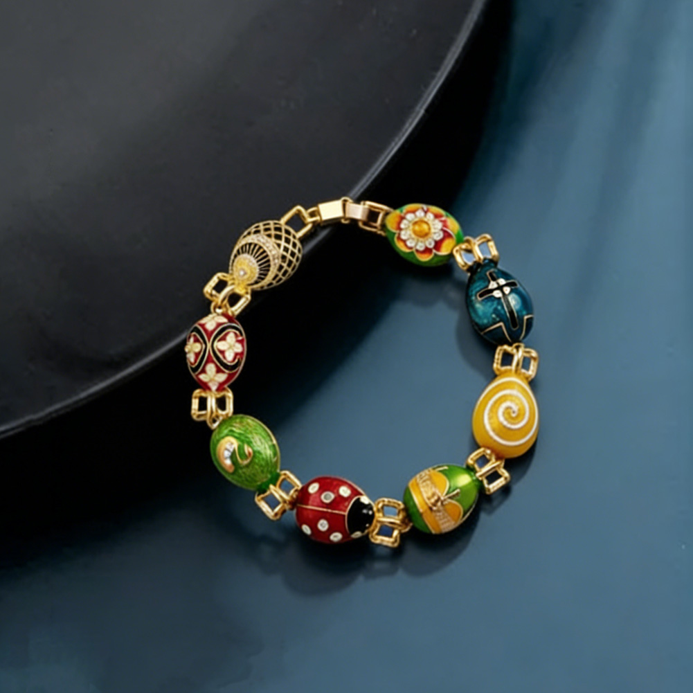 Multi Colored Enamel Egg Bracelet