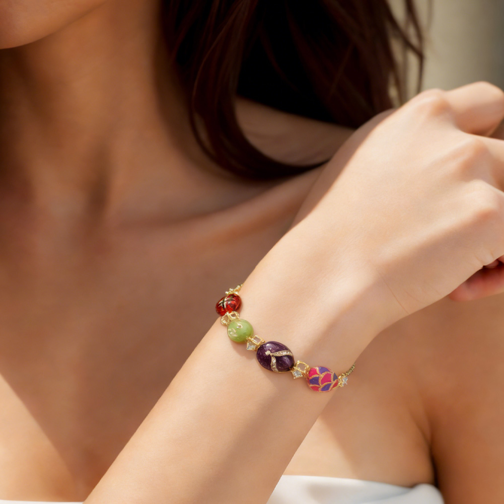 Multicolored Enamel Egg Bracelet