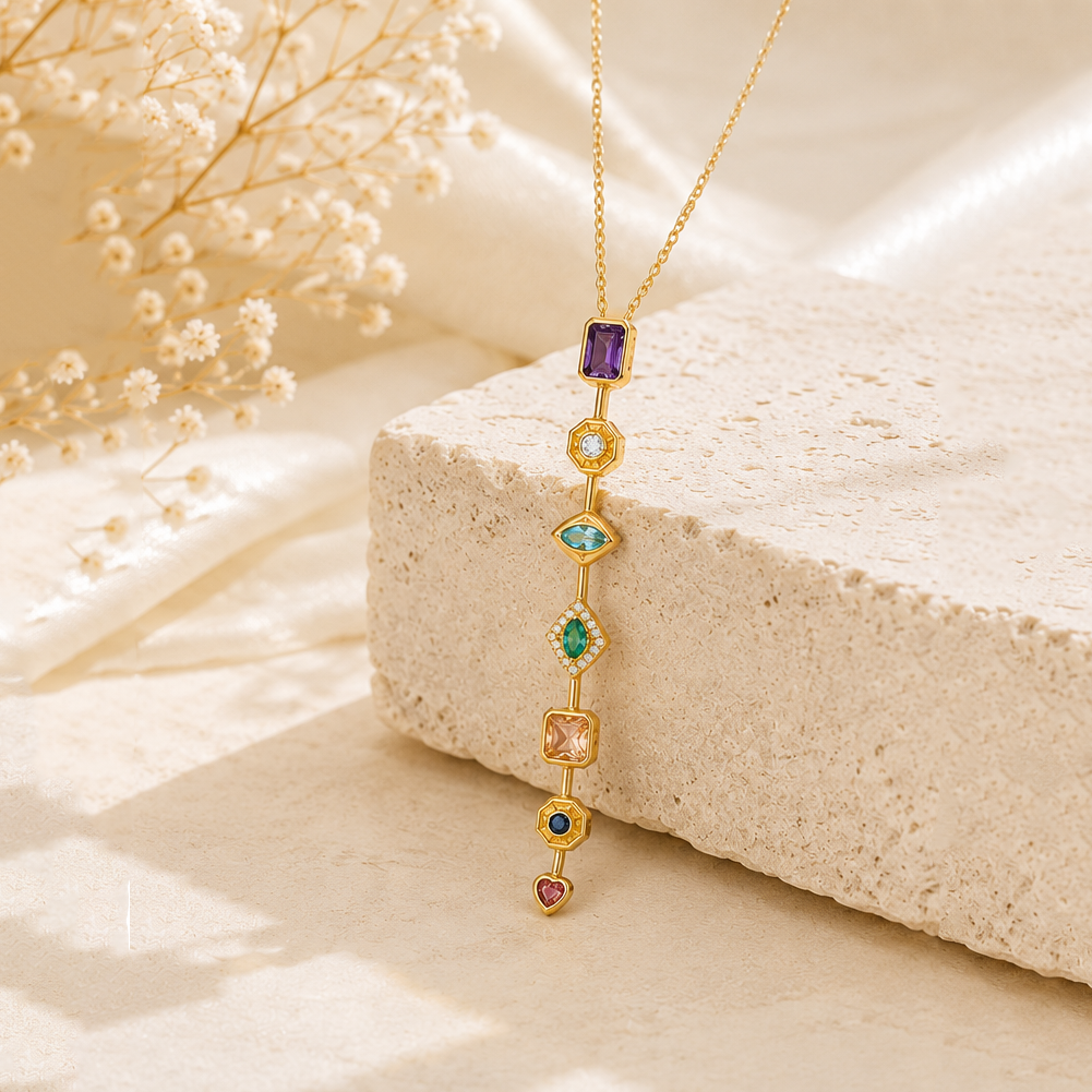 Multicolored White Stone Necklace