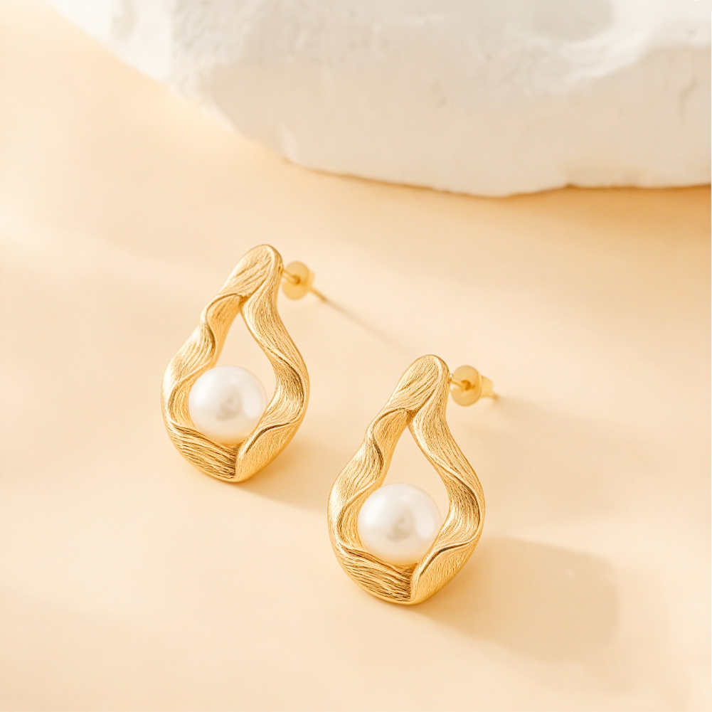 Pearl Stainless Steel Earrings