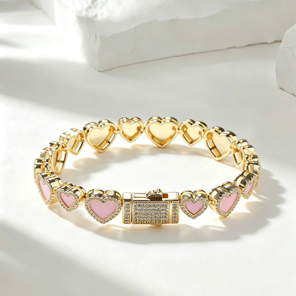 Pink Enamel Heart Chain