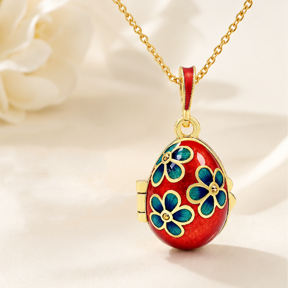 Red Base With Blue Flowers Pendant