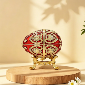 Red Enamel Egg Jewelry Box