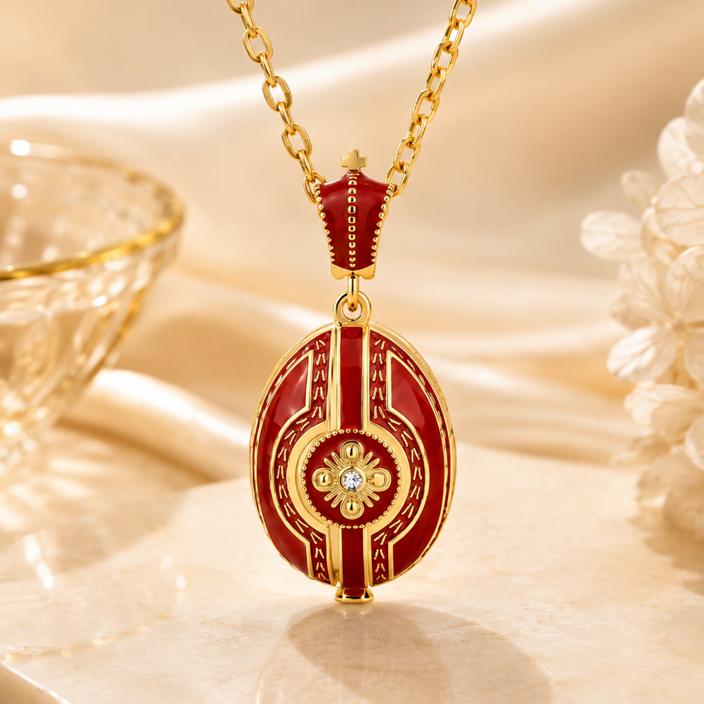 Red Enamel Pendant Necklace