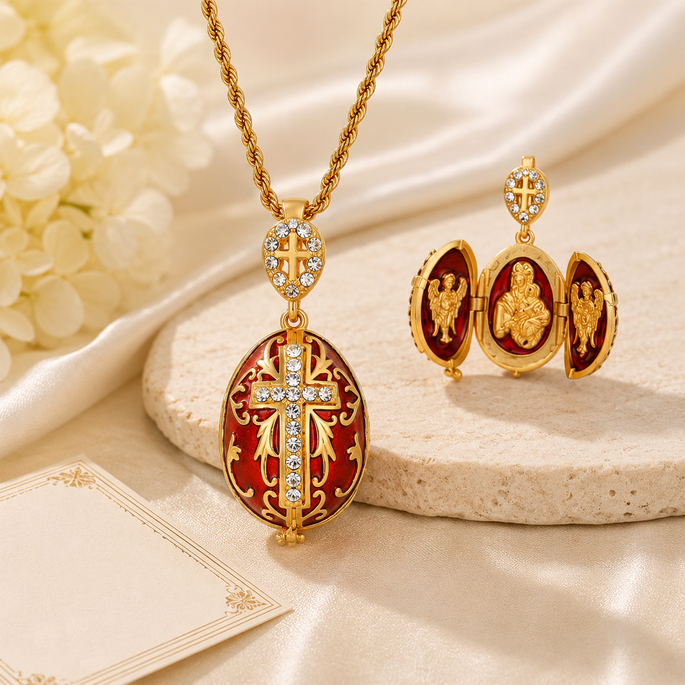 Red Vintage Cross Pendant