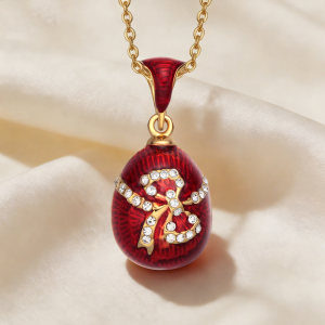 Red bow tie egg pendant