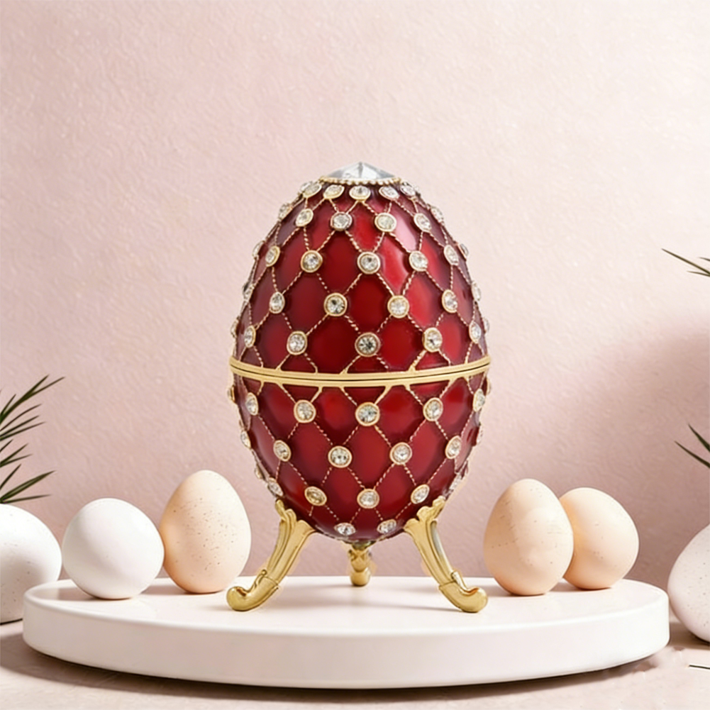 Red enamel egg jewelry box