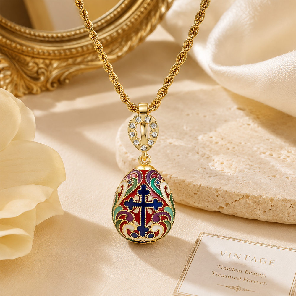 Retro Diamond Inlaid Enamel Pendant