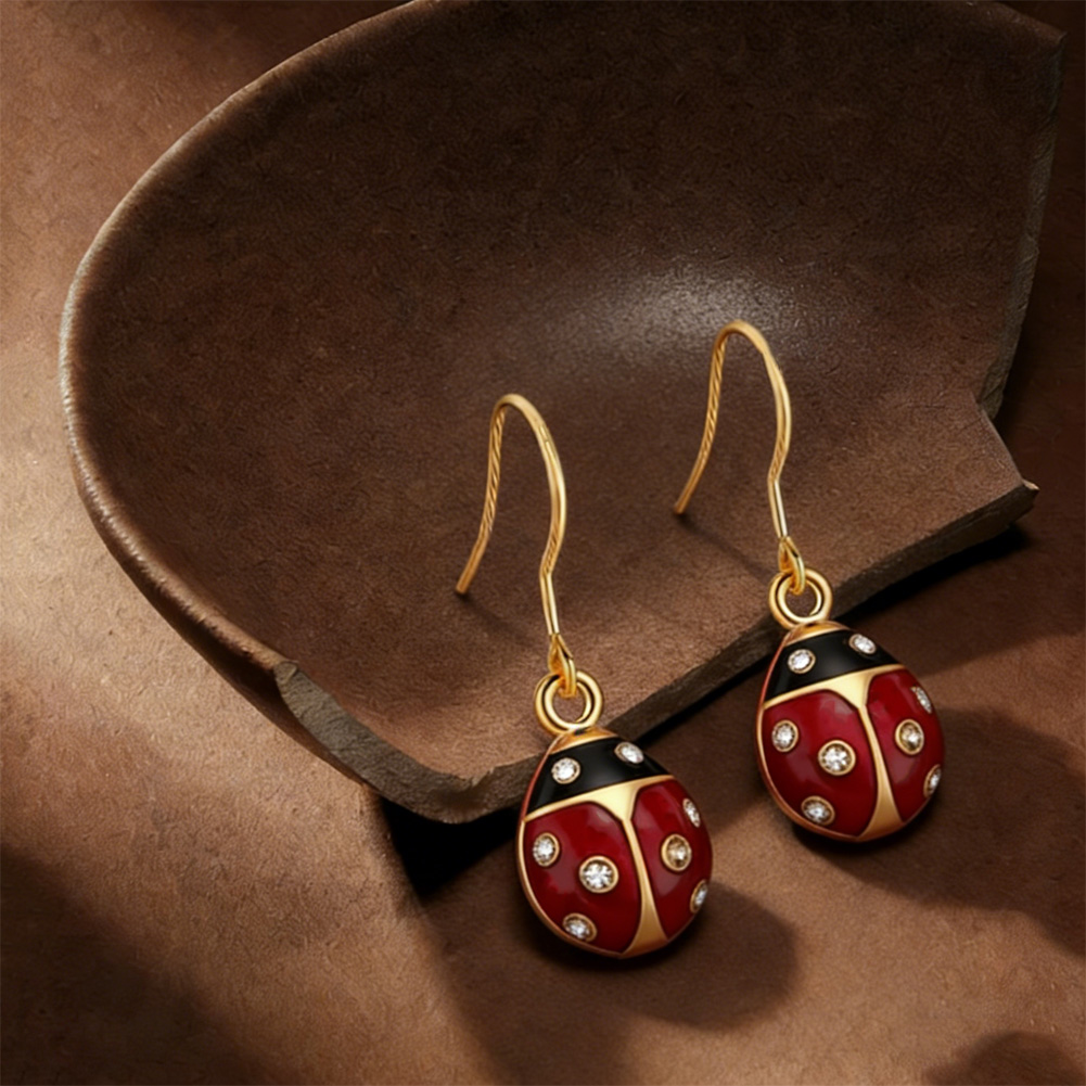 Retro Ladybug Ear Hook Earrings