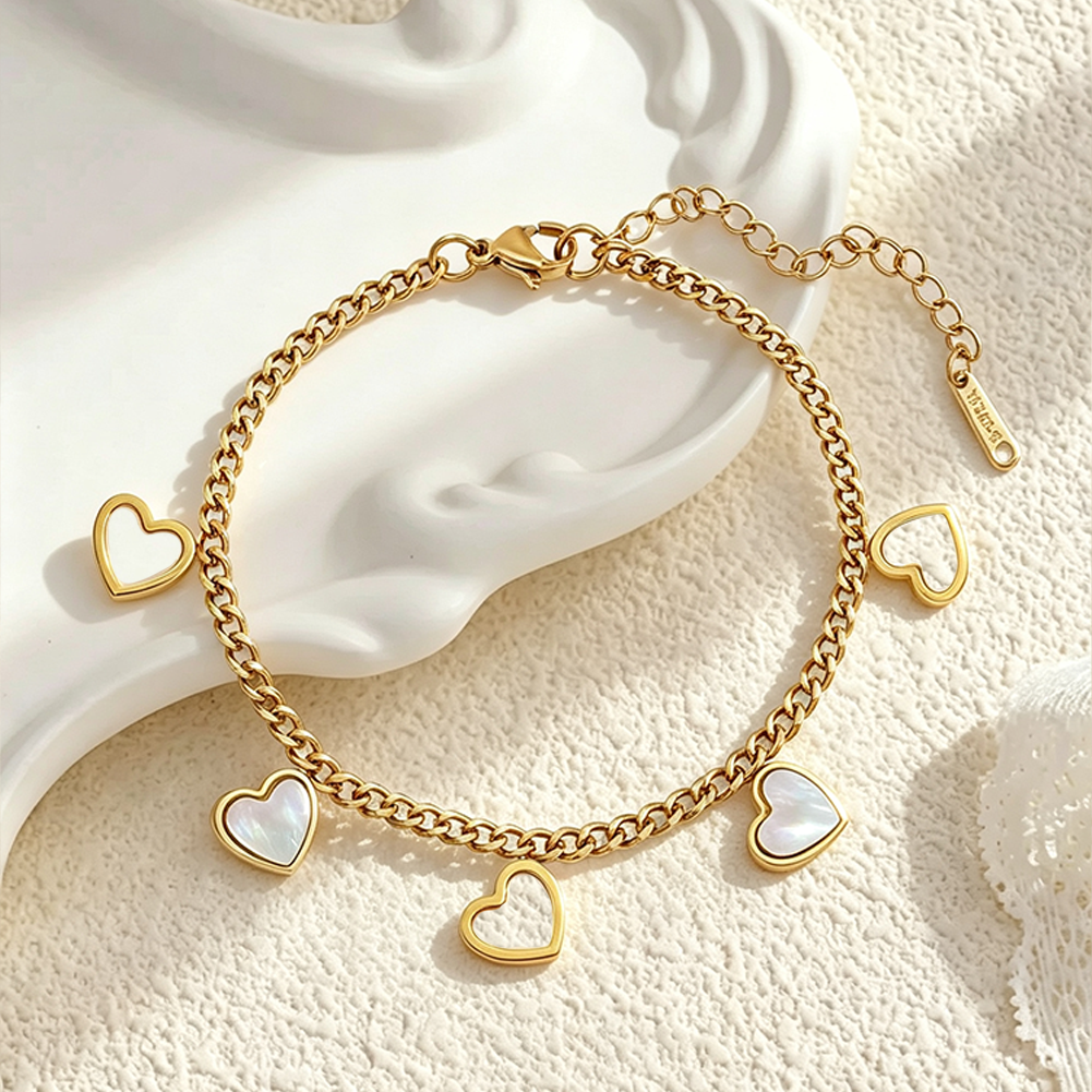 Shell Heart Cuban Bracelet