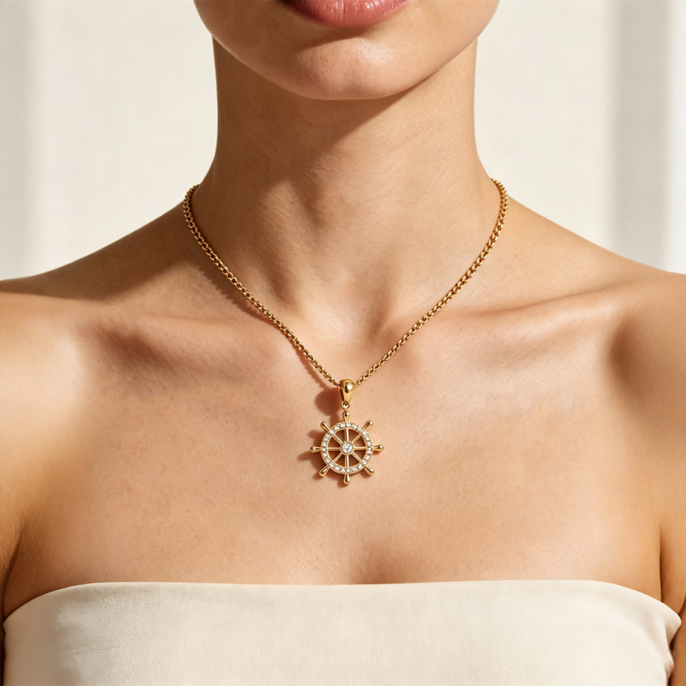 Ship rudder pendant necklace