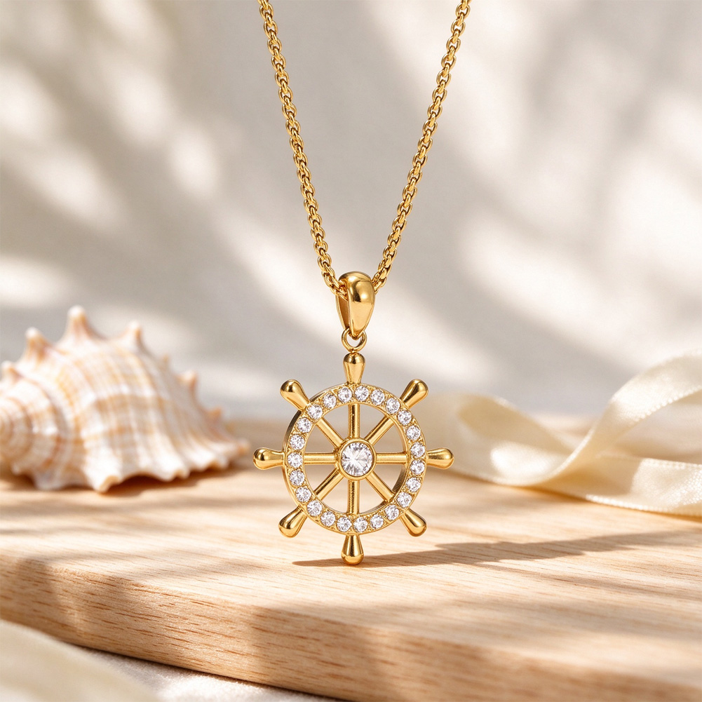 Ship rudder pendant necklace