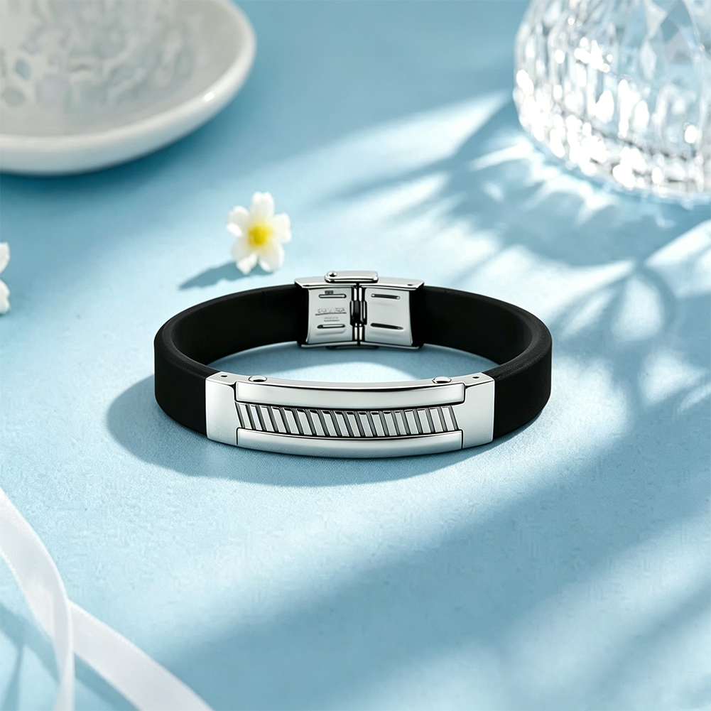 Simple Stainless Steel Silicone Wristband
