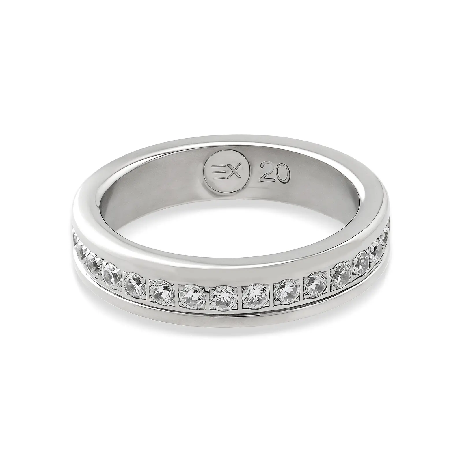 Stainless Steel Oxidized Cubic Zirconia Ring
