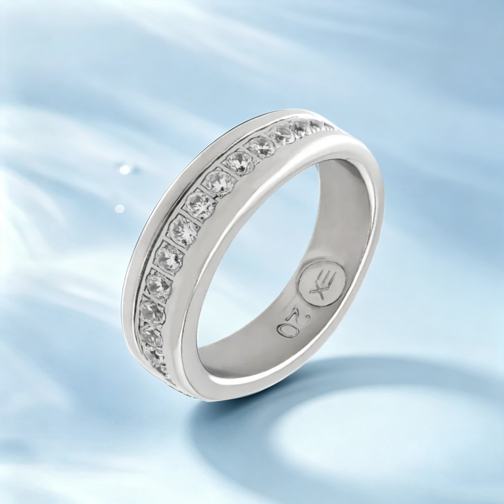 Stainless Steel Oxidized Cubic Zirconia Ring