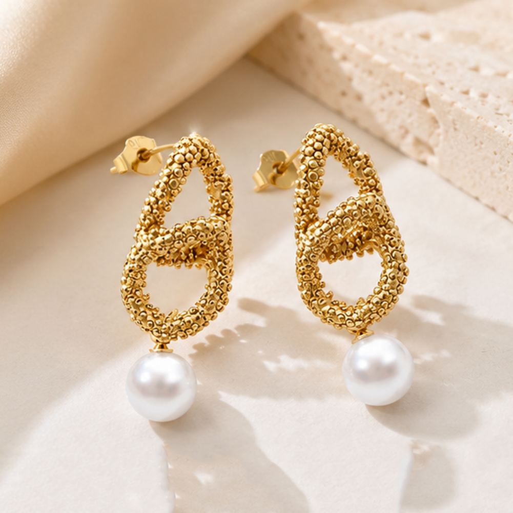 Stainless Steel Pearl Earrings