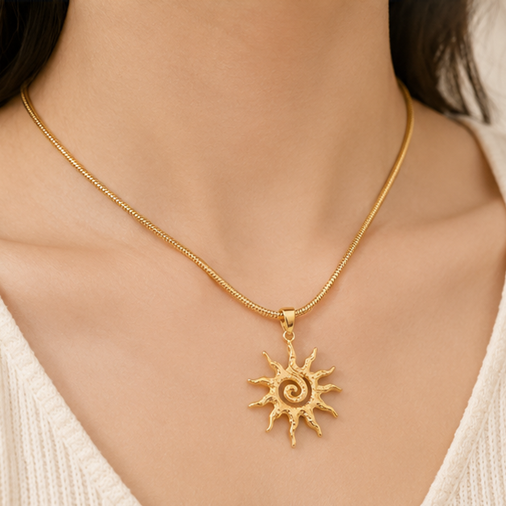 Stainless steel solar element necklace