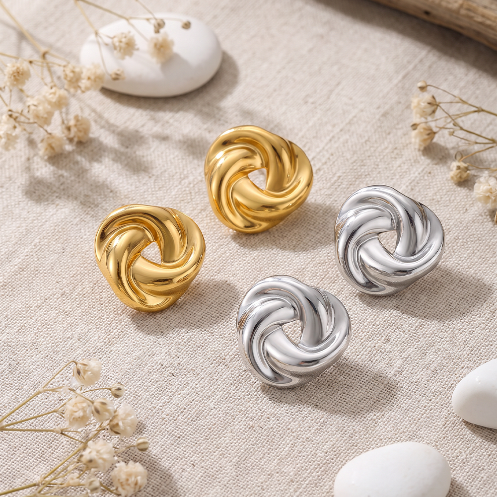 Twisted Swirl Two‑Tone Earrings