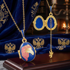 Unicorn Enamel Egg Locket Necklace