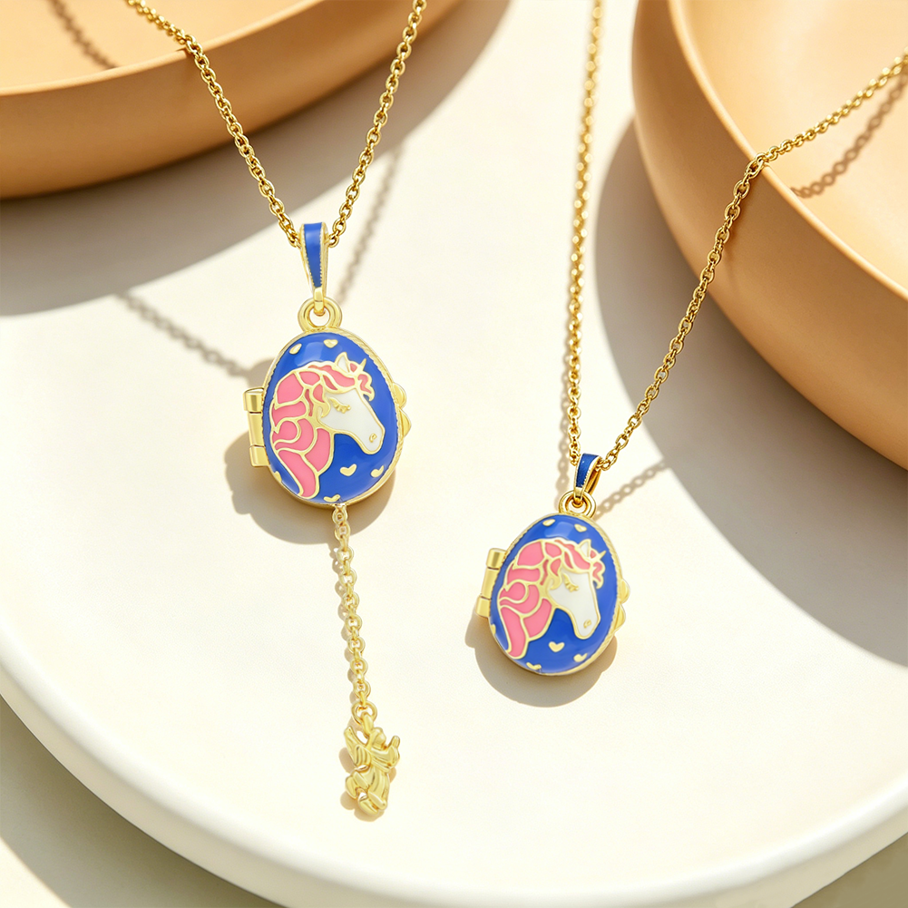 Unicorn Enamel Egg Necklace