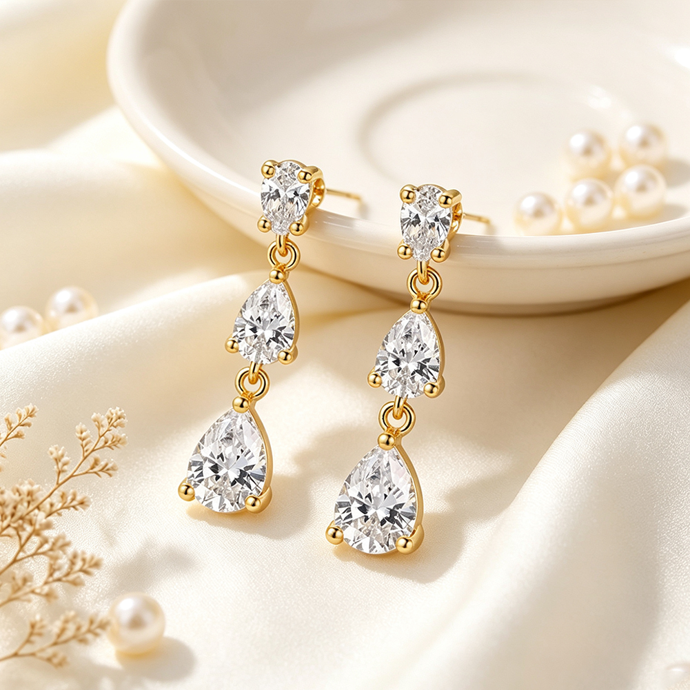 Waterdrop zircon pendant earrings