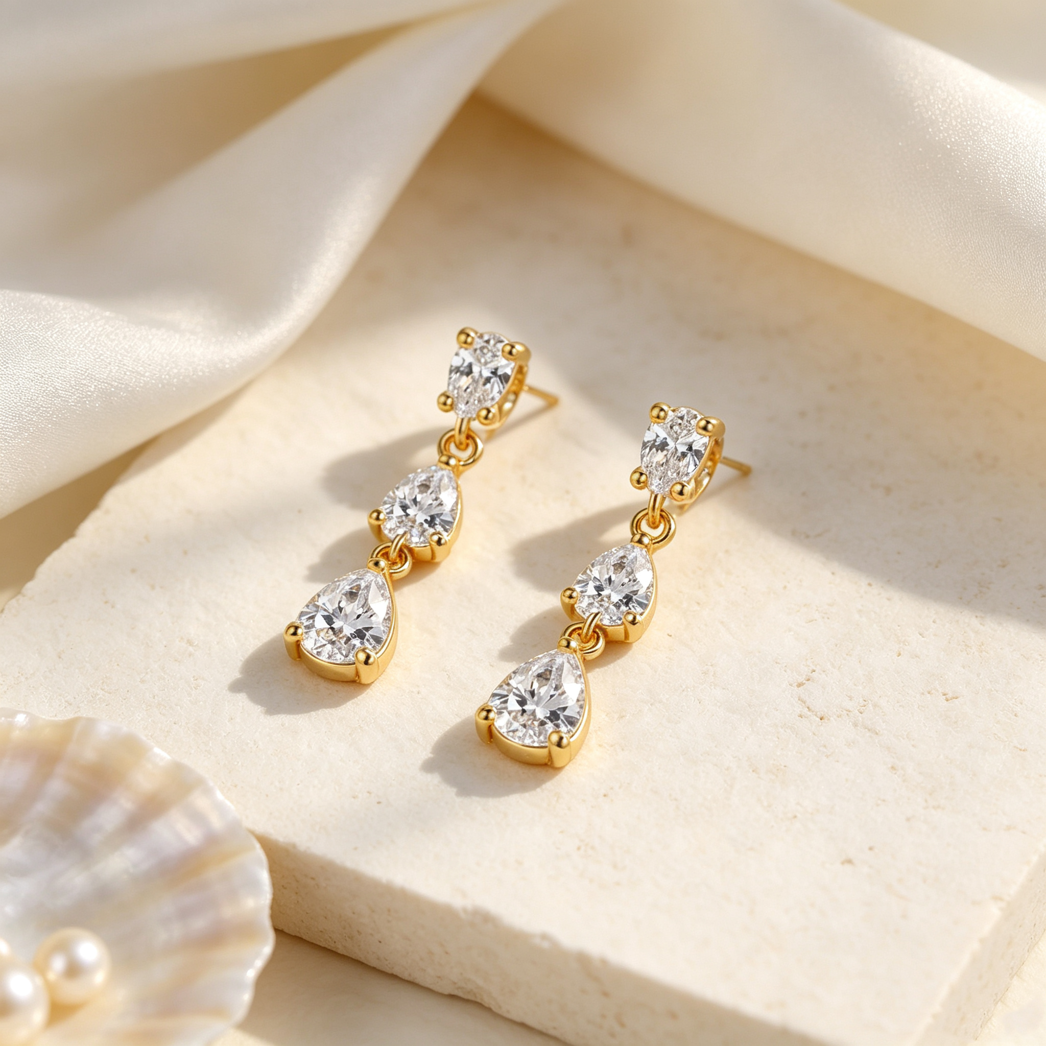 Waterdrop zircon pendant earrings