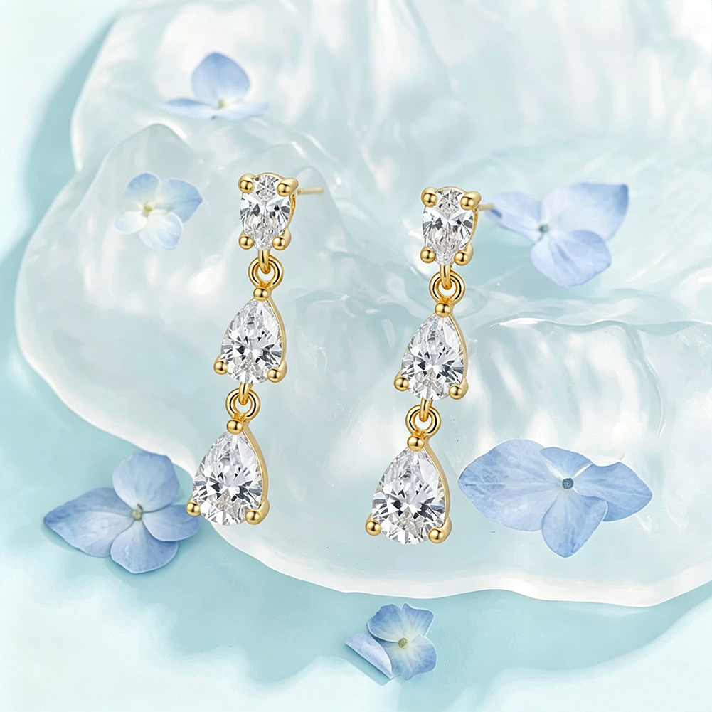 Waterdrop zircon pendant earrings