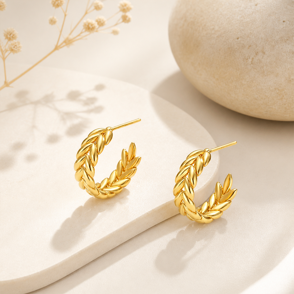 Wheat Wreath Hoop Earrings