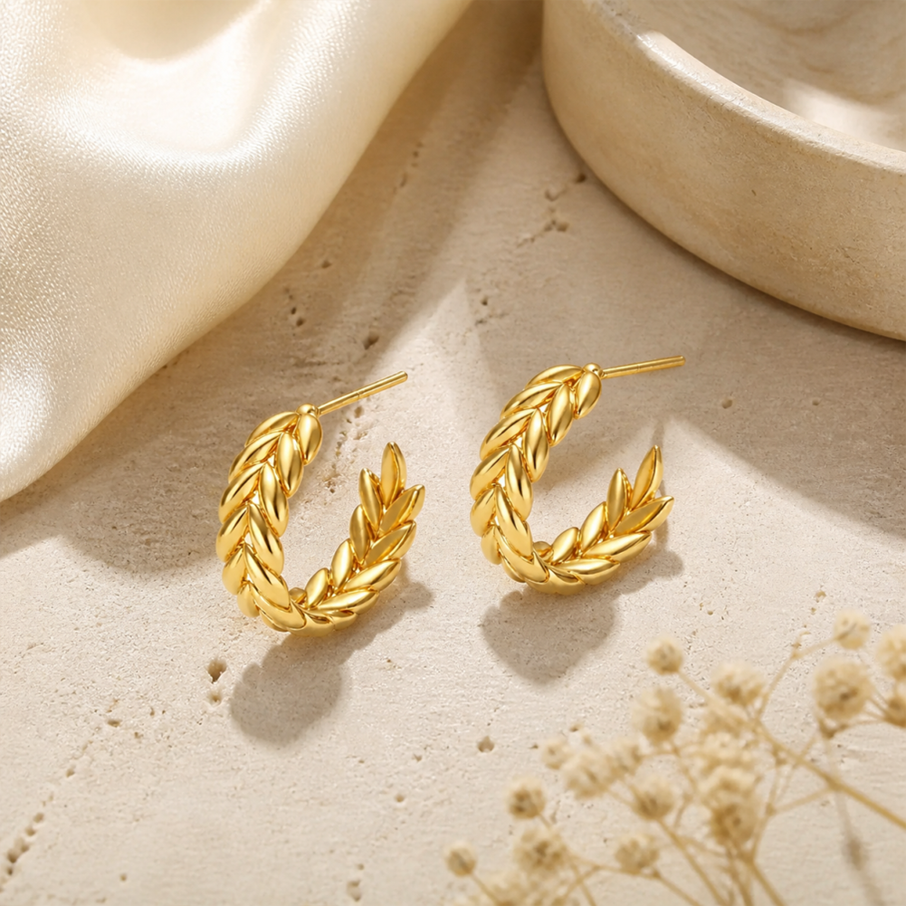 Wheat Wreath Hoop Earrings