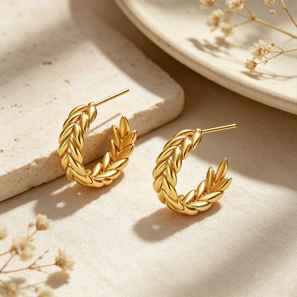 Wheat Wreath Hoop Earrings