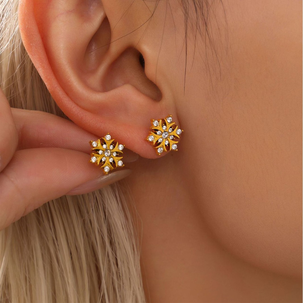 White diamond snowflake earrings