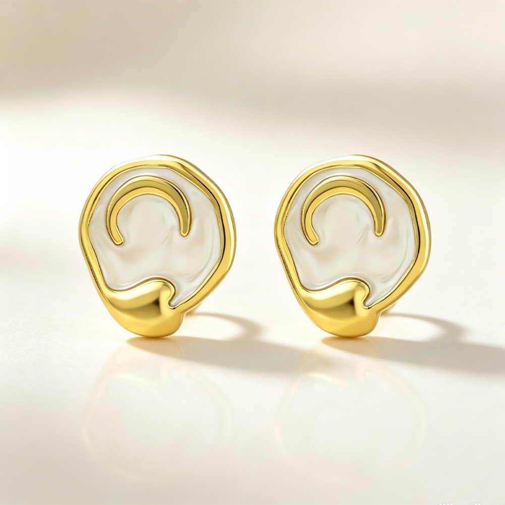 White enamel earrings