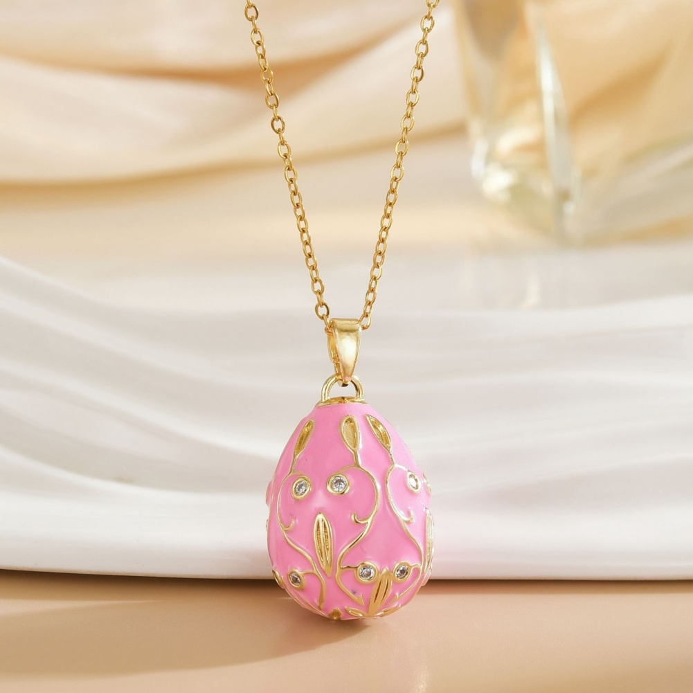 Delicate Enamel Egg Locket Pendant White Porcelain Enamel Austrian Crystal Jewelry