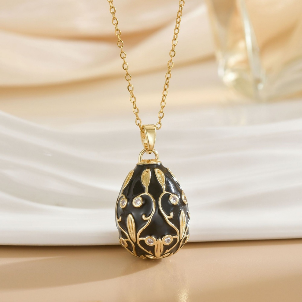 Delicate Enamel Egg Locket Pendant White Porcelain Enamel Austrian Crystal Jewelry