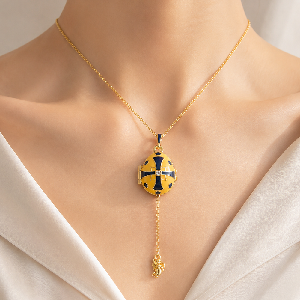 Yellow and blue cross pendant