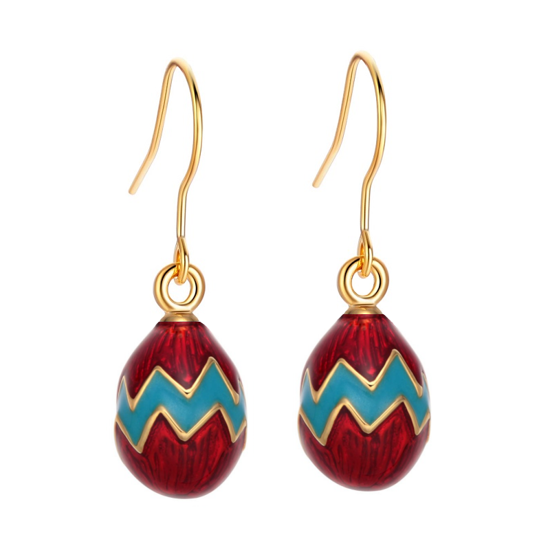 colorful enamel egg earring