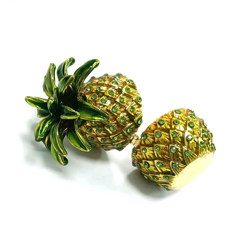 colorful rhinestones pineapple Metal crafts European style small storage box gift (2)